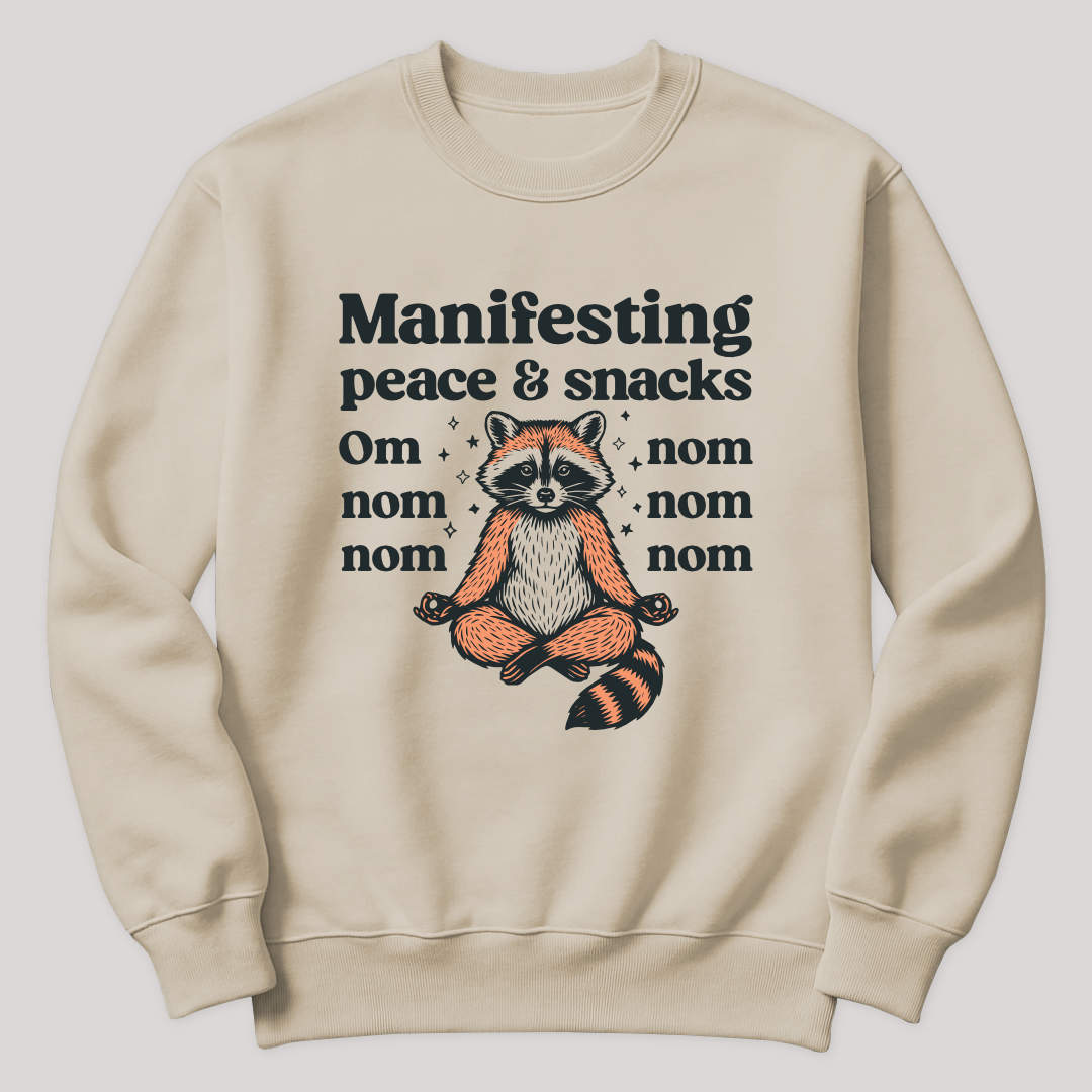 Manifesting Peace & Snacks Raccoon Sweater