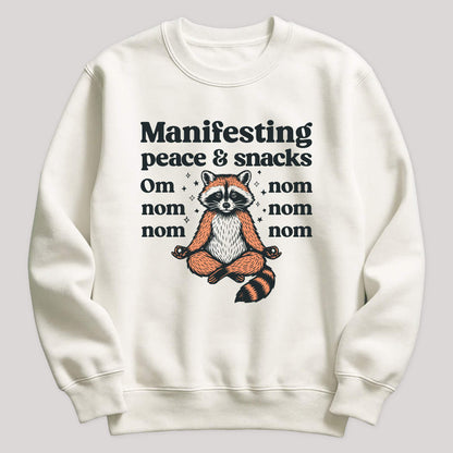 Manifesting Peace & Snacks Raccoon Sweater